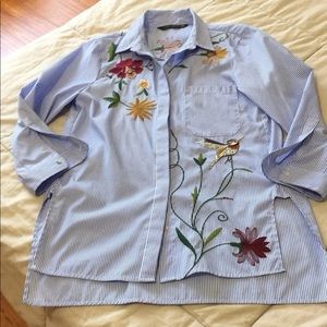 Zara Floral striped button down shirt BNWOT size M